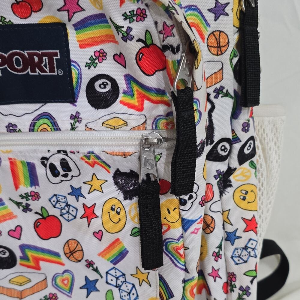 JanSport Big Student Backpack Multicolor Doodle Print Zip School Bag - Picture 4 of 11